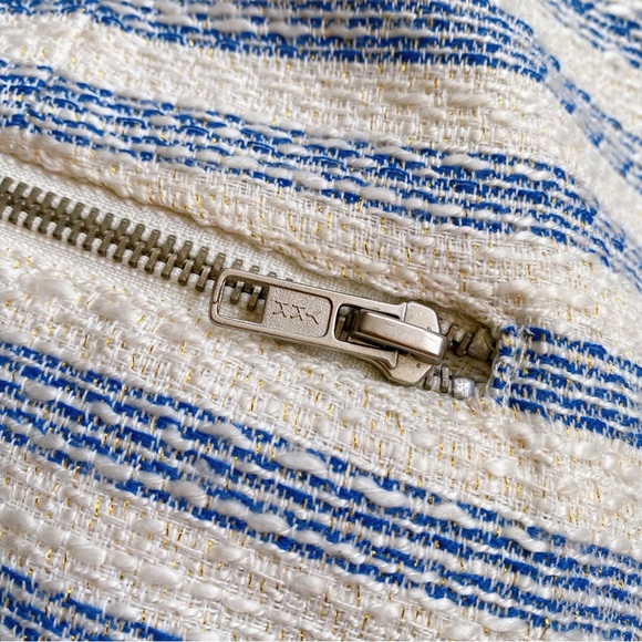 🐚 BIKBOK BLUE IVORY STRIPE FRINGE ELEGANT BLAZER JACKET! - Picture 10 of 15